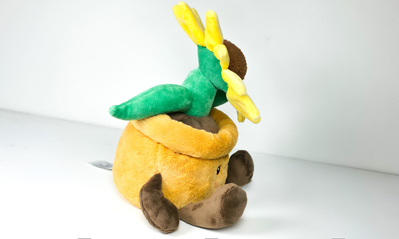 Side view of yellow flowerpot