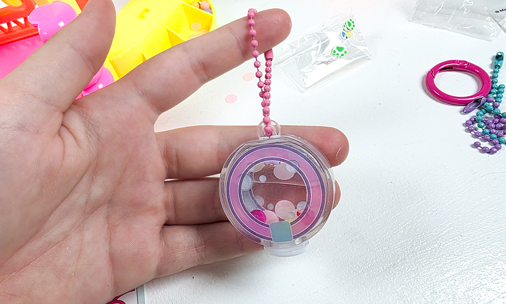 Style 4 Ever DIY Keychain Factory Set with aqua keyrings completely built