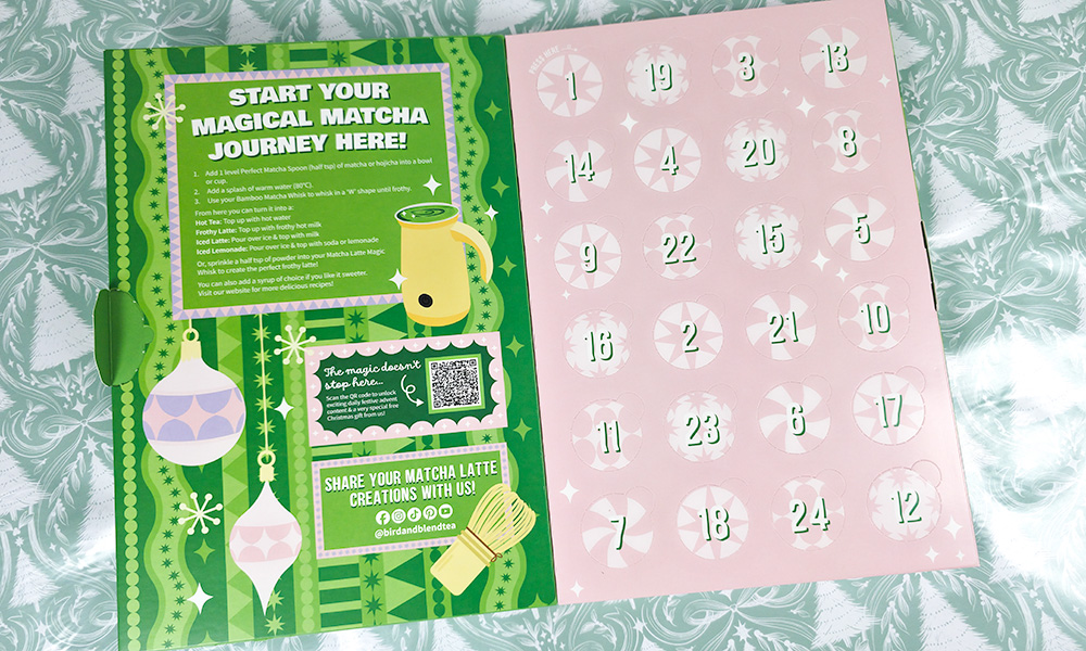 Bird and Blend Match Advent Calendar open laid out