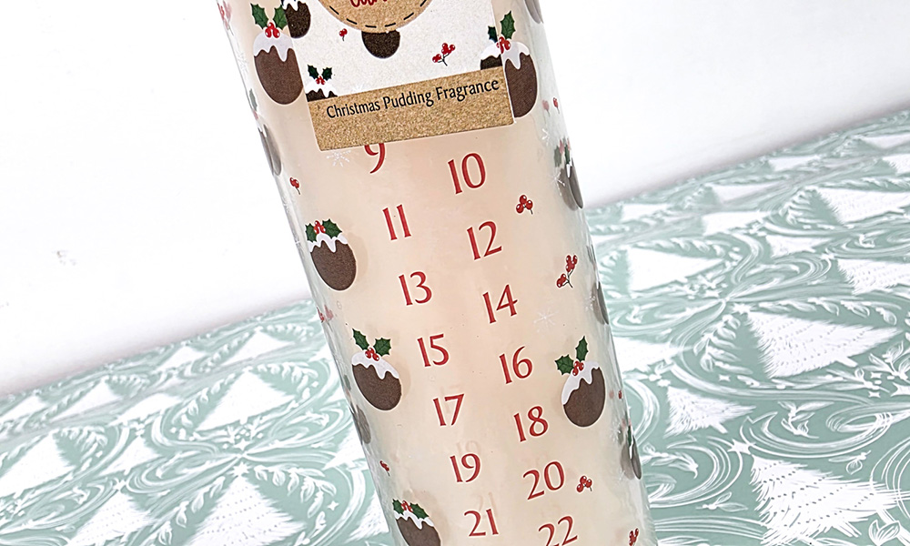 Christmas Pudding Scented Advent Candle numbers