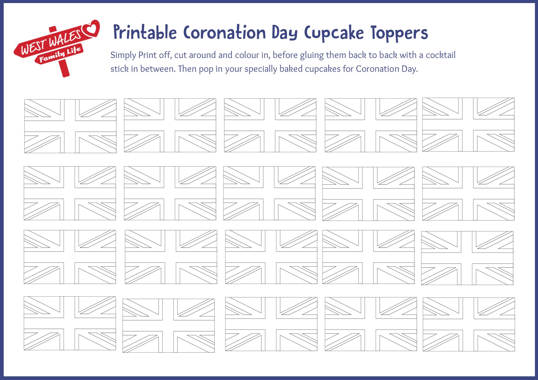 Coronation Day Printable Cupcake Toppers rectangle blank
