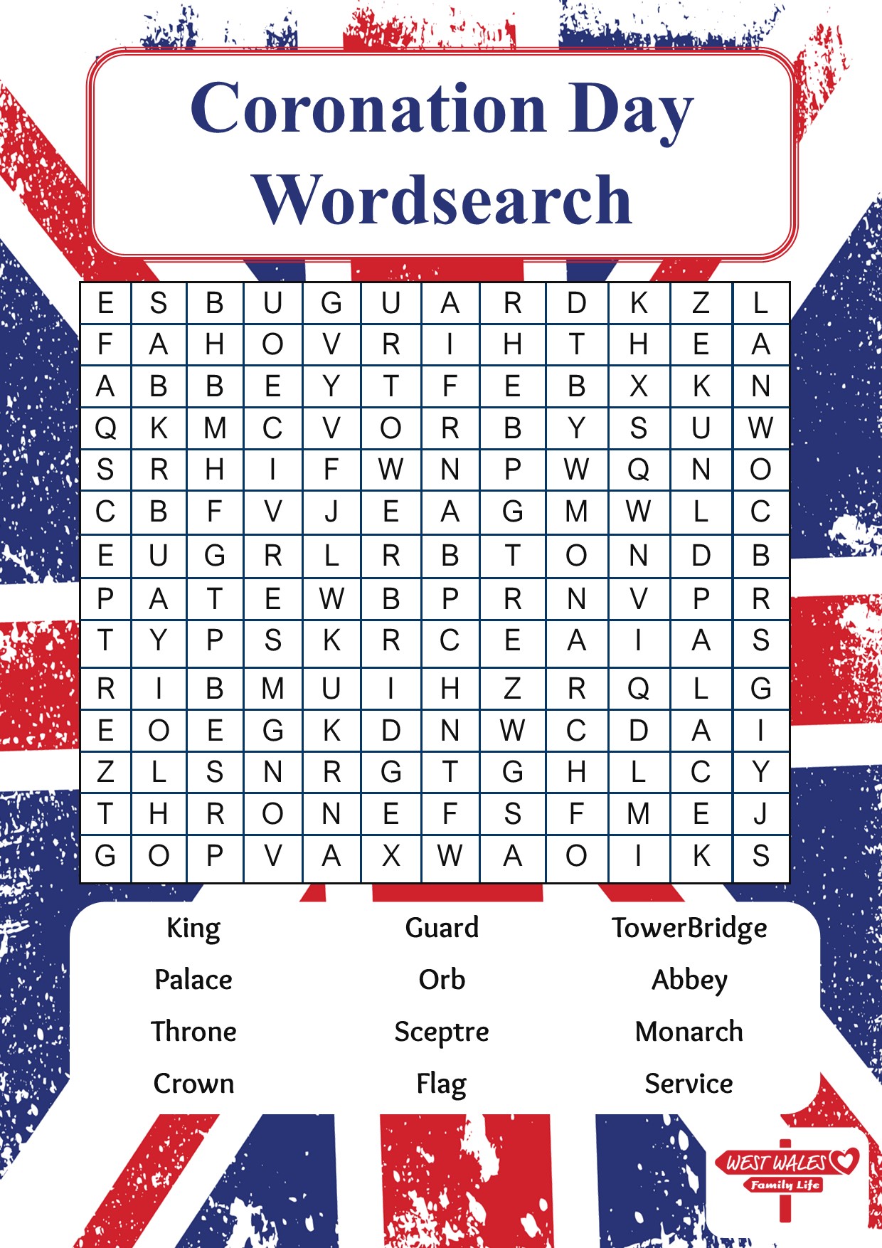 Coronation Day Wordsearch 1