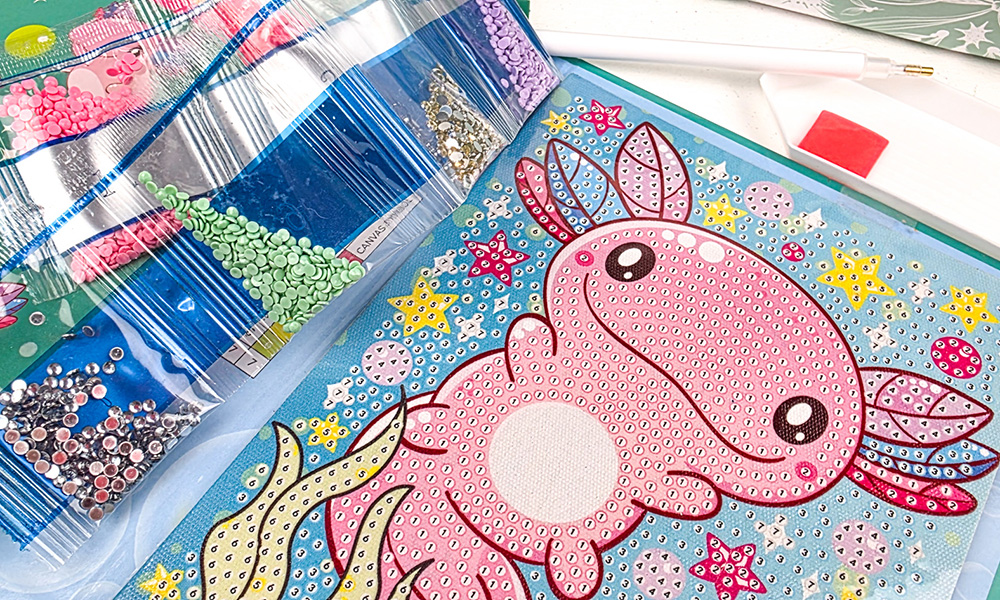 Crystal Creations Mini Awesome Axolotl out of the box