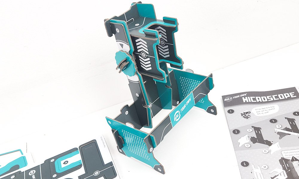 Fully built microscope on side
