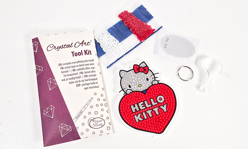 Inside Crystal Buddy Hello Kitty Keyring Kit