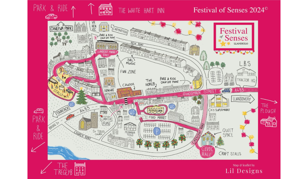 Llandeilo Festival of Senses - Christmas Lights Switch On Map