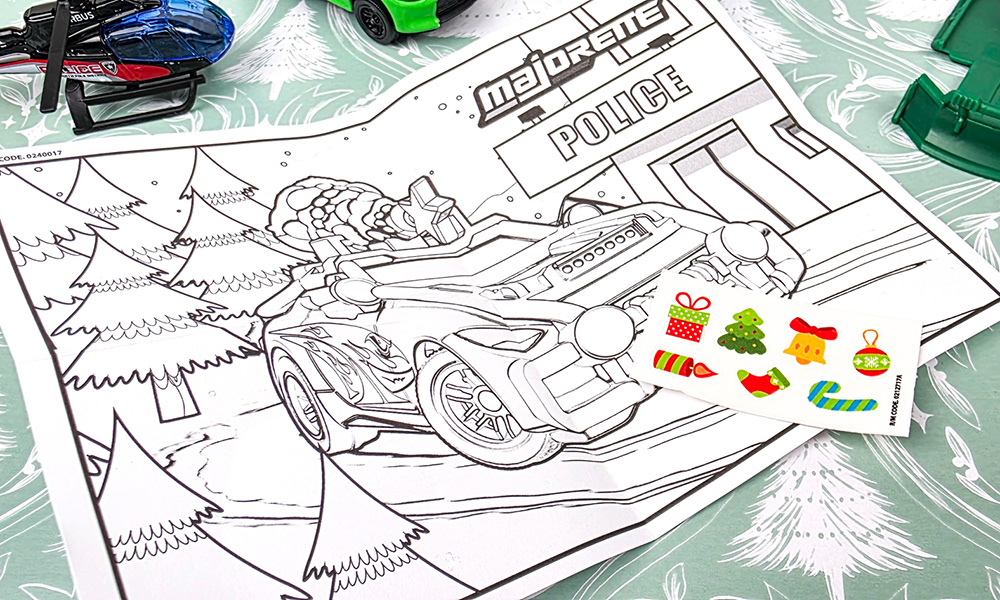 Majorette Vehicles Advent Calendar colouring sheet