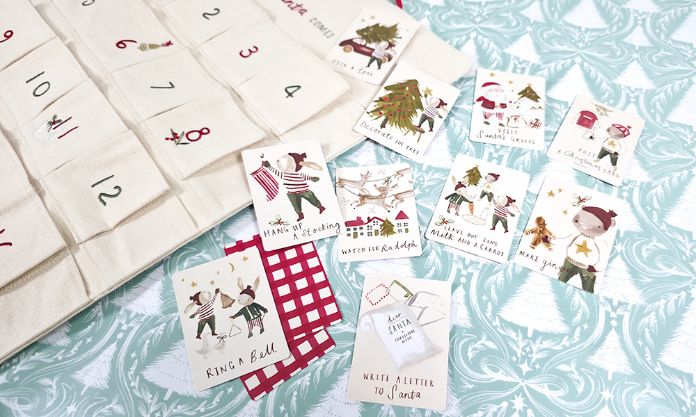 Mamas and Papas Advent Calendar cards up close