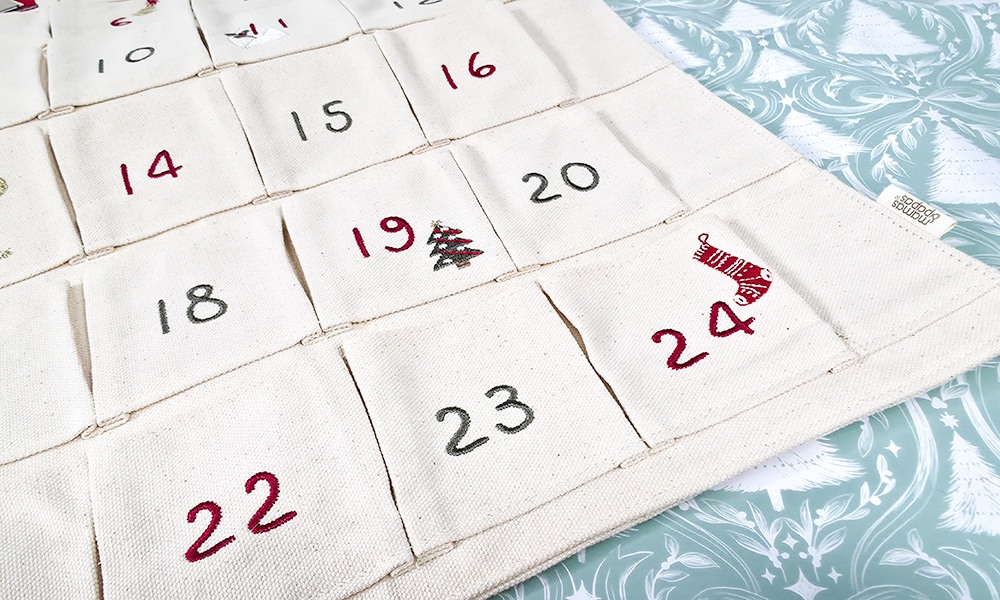 Mamas and Papas Advent Calendar pockets up close
