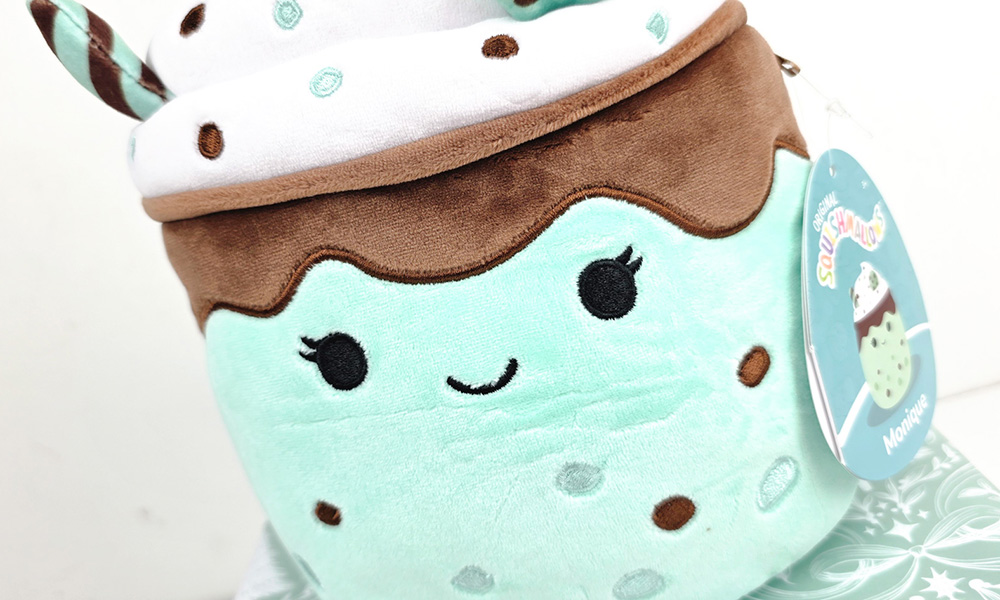 Monique the Mint Chocolate Chip Milkshake Squishmallow up close