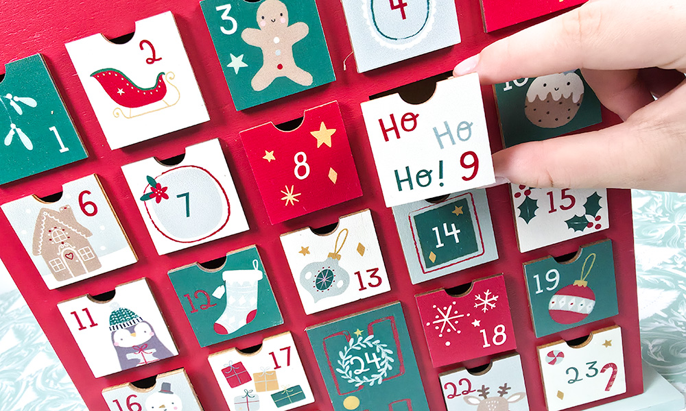 My 1st Years Personalised Wooden Advent Calendar door being pulled open