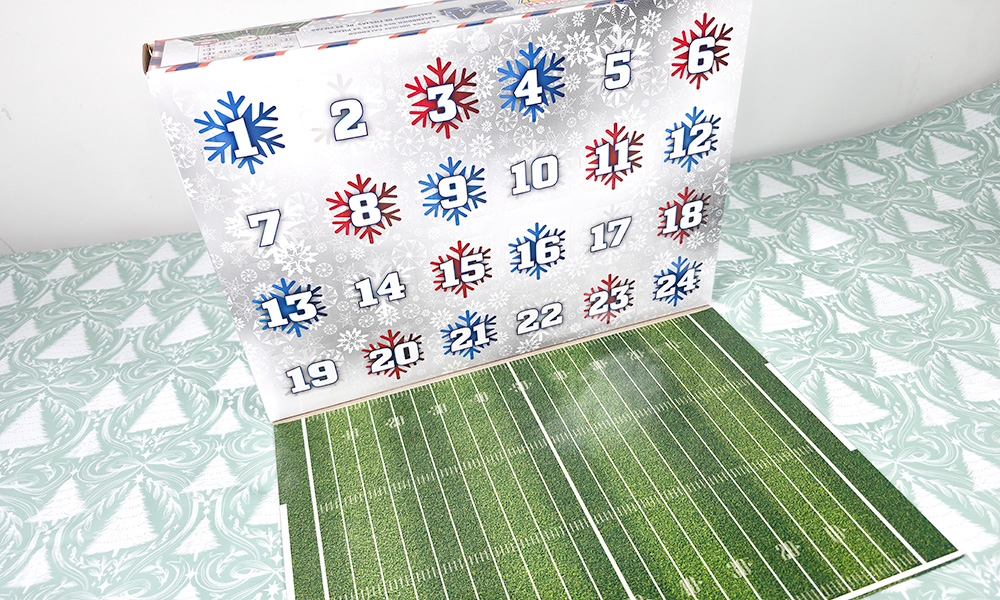 NFL Funko 2026 Advent Calendar box open showing field