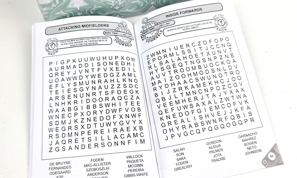 Premier League Football Word Search For Kids up close 2