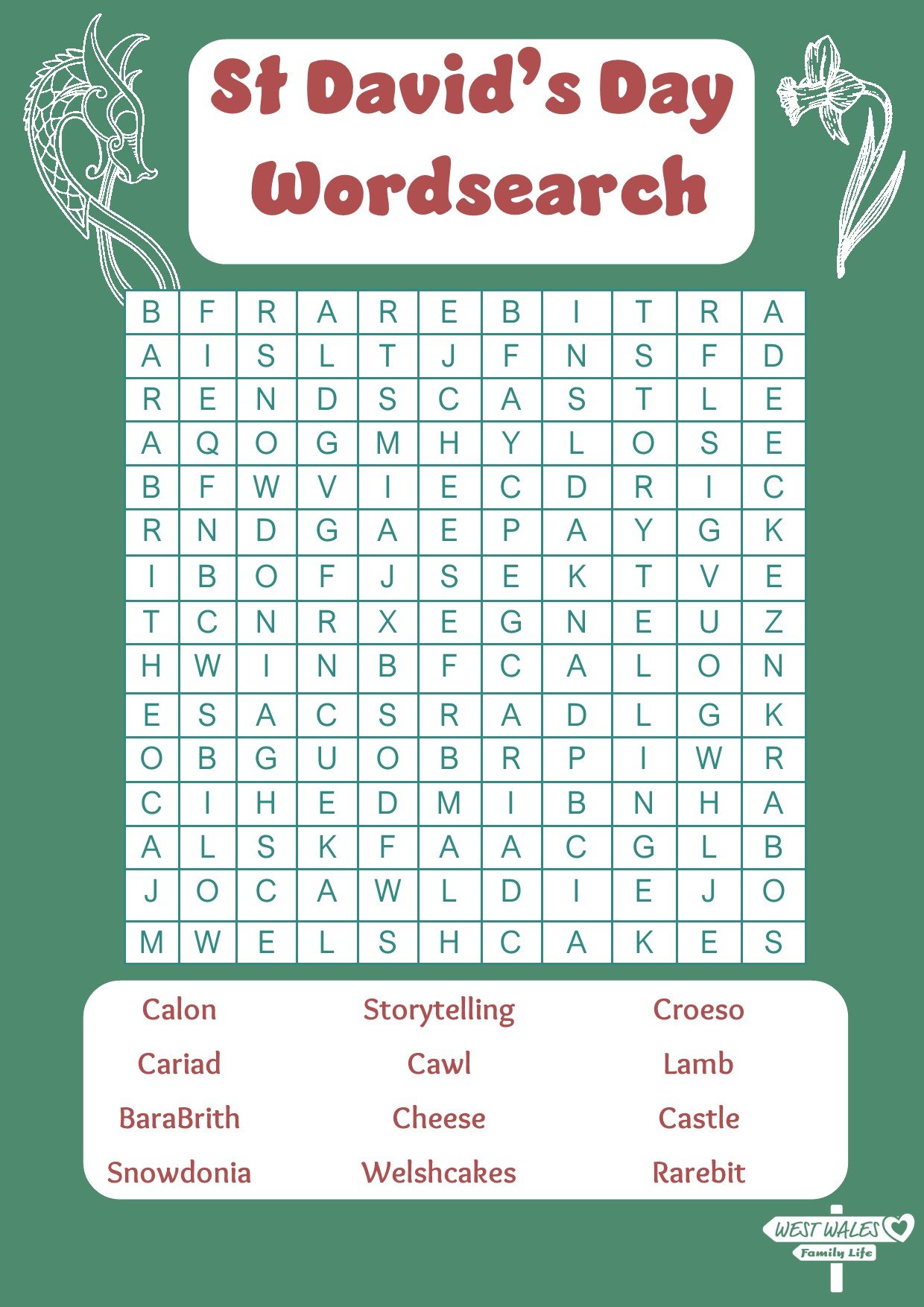 St David's Day Wordsearch 3