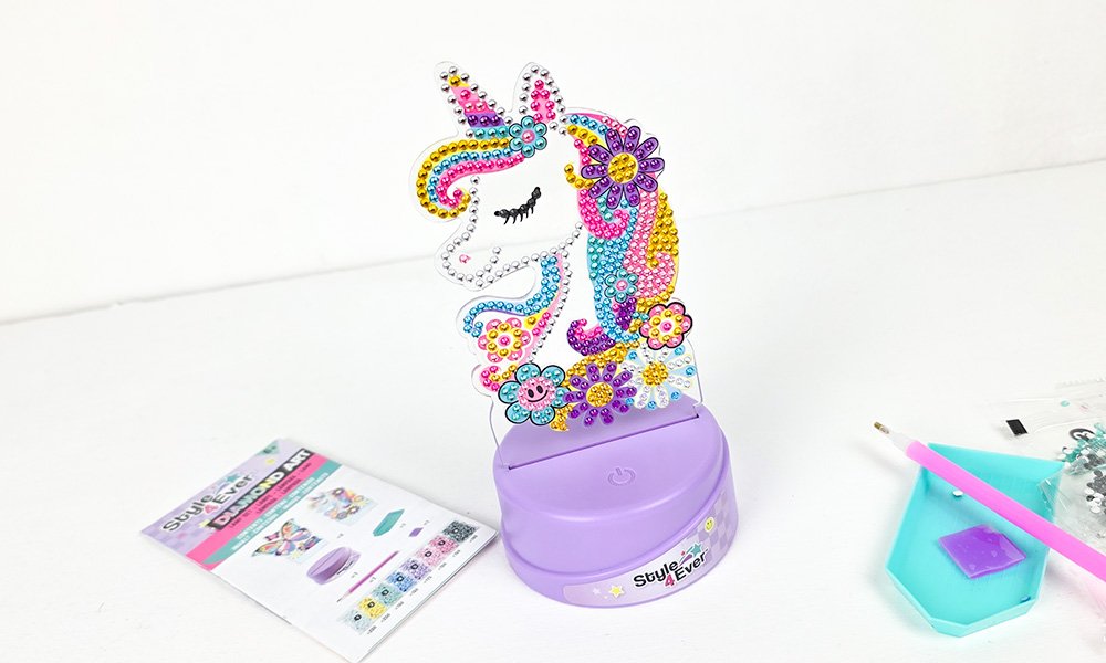 Unicorn diamond art lamp fully completed