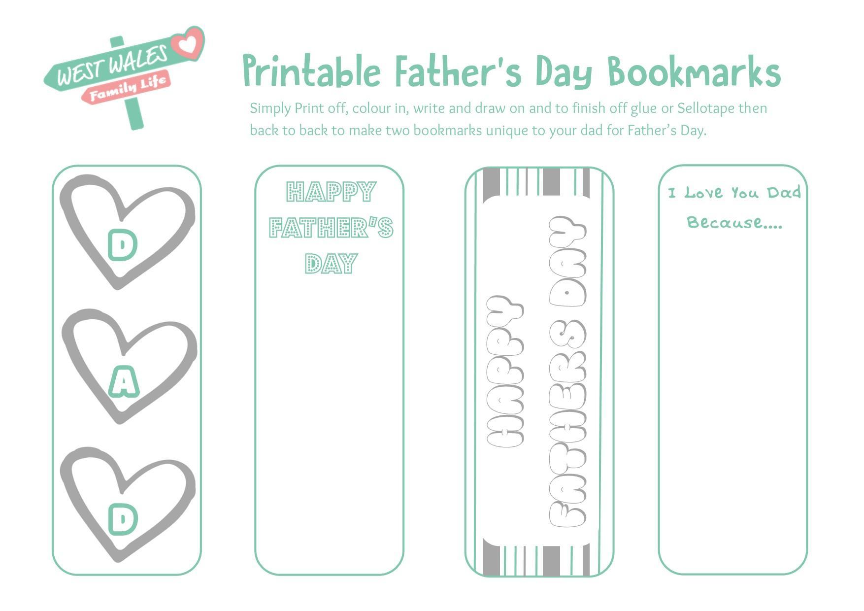 Fathers Day Printable Bookmarks