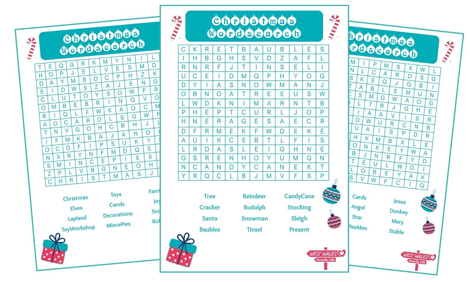 Printable Christmas Wordsearch Puzzles for the Kids