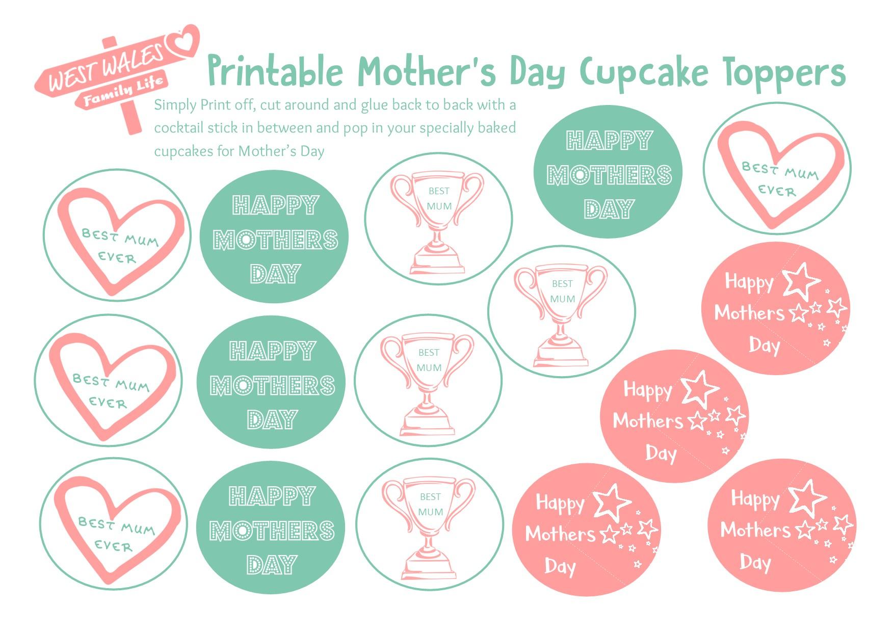 Mothers Day Printable Cupcake Toppers