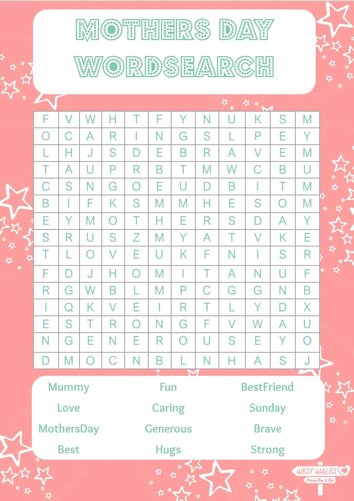 Mothers Day Wordsearch