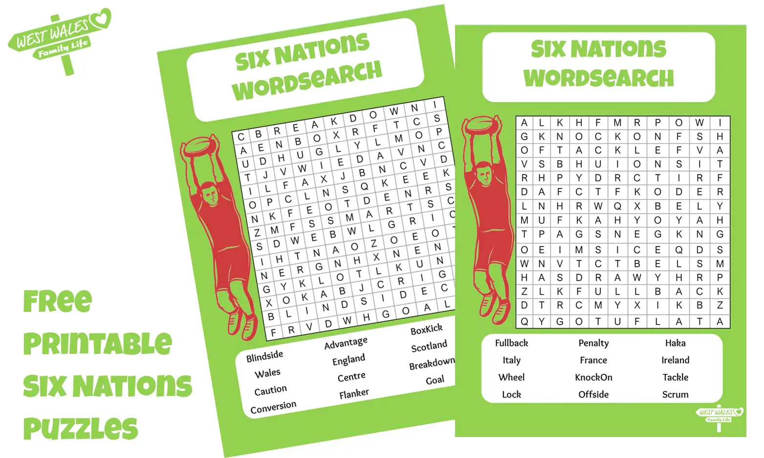 Printable Six Nations Wordsearch Puzzles for the Kids