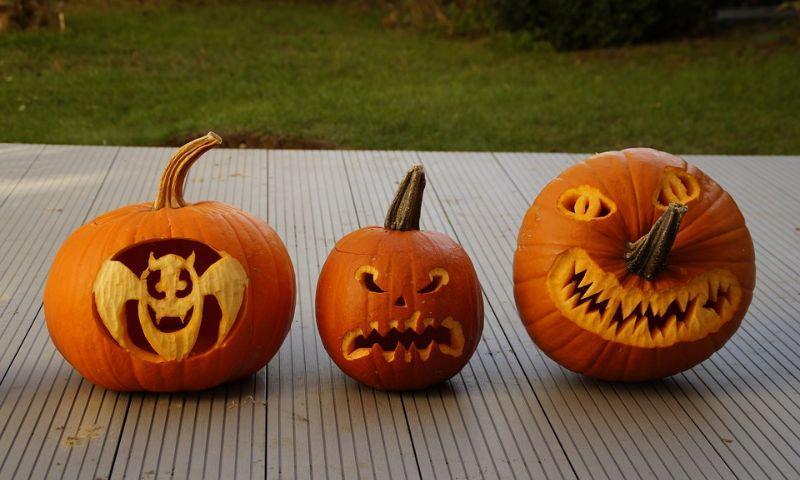 Pumpkin carved faces in article