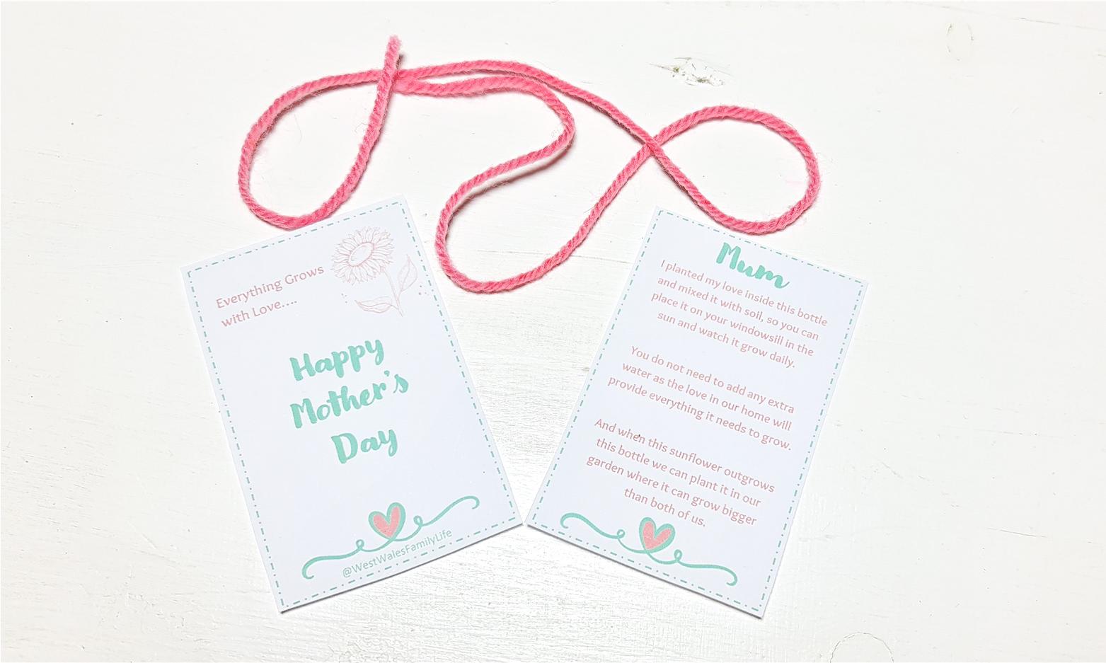 West Wales Family Life Mothers Day Sunflower Labels